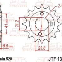 800Wx800H-1077227002-1 JT SPROCKETS Staal standaard voortandwiel 1322 - 520