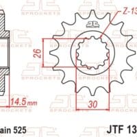 800Wx800H-1077233001-1 JT SPROCKETS Staal standaard voortandwiel 1332 - 525