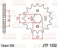 800Wx800H-1077236002-1 JT SPROCKETS Staal standaard voortandwiel 1352 - 520