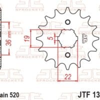800Wx800H-1077236002-1 JT SPROCKETS Staal standaard voortandwiel 1352 - 520