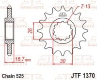 800Wx800H-1077237001-1 JT SPROCKETS Staal standaard voortandwiel 1370 - 525