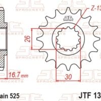 800Wx800H-1077237001-1 JT SPROCKETS Staal standaard voortandwiel 1370 - 525