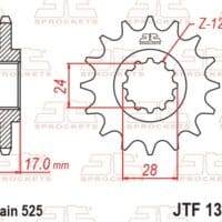 800Wx800H-1077238001-1 JT SPROCKETS Staal standaard voortandwiel 1371 - 525