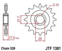 800Wx800H-1077242001-1 JT SPROCKETS Staal standaard voortandwiel 1381 - 520