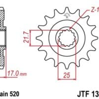 800Wx800H-1077242001-1 JT SPROCKETS Staal standaard voortandwiel 1381 - 520
