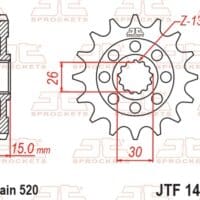 800Wx800H-1077244003-1 JT SPROCKETS Staal standaard voortandwiel 1404 - 520