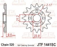 JT SPROCKETS Staal zelfreinigend voortandwiel 1441 - 520