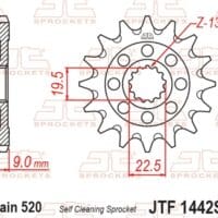 800Wx800H-1077252001-1 JT SPROCKETS Staal zelfreinigend voortandwiel 1442 - 520