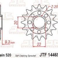 800Wx800H-1077256001-1 JT SPROCKETS Staal zelfreinigend voortandwiel 1446 - 520