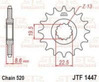 JT SPROCKETS Staal geluidsarm voortandwiel 1447 - 520