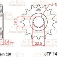 800Wx800H-1077257001-1 JT SPROCKETS Staal geluidsarm voortandwiel 1447 - 520
