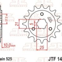 800Wx800H-1077258001-1 JT SPROCKETS Staal standaard voortandwiel 1448 - 525