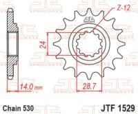800Wx800H-1077267001-1 JT SPROCKETS Staal standaard voortandwiel 1529 - 525