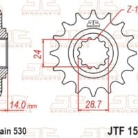 800Wx800H-1077267001-1 JT SPROCKETS Staal standaard voortandwiel 1529 - 525