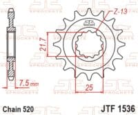 800Wx800H-1077270001-1 JT SPROCKETS Staal standaard voortandwiel 1536 - 520