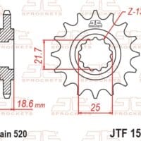 800Wx800H-1077272002-1 JT SPROCKETS Staal standaard voortandwiel 1538 - 520