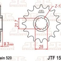 800Wx800H-1077274001-1 JT SPROCKETS Staal standaard voortandwiel 1539 - 520