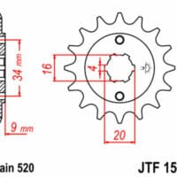 800Wx800H-1077278002-1 JT SPROCKETS Staal standaard voortandwiel 1554 - 520