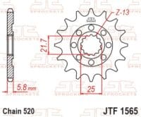 JT SPROCKETS Staal standaard voortandwiel 1565 - 520