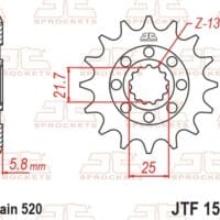 800Wx800H-1077281001-1 JT SPROCKETS Staal standaard voortandwiel 1565 - 520
