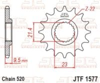 800Wx800H-1077283001-1 JT SPROCKETS Staal standaard voortandwiel 1577 - 520