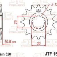 800Wx800H-1077285001-1 JT SPROCKETS Staal standaard voortandwiel 1579 - 520
