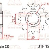 800Wx800H-1077286003-1 JT SPROCKETS Staal standaard voortandwiel 1581 - 520