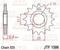 800Wx800H-1077287001-1 JT SPROCKETS Staal standaard voortandwiel 1586 - 525