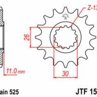 800Wx800H-1077290002-1 JT SPROCKETS Staal standaard voortandwiel 1591 - 525