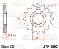 800Wx800H-1077291003-1 JT SPROCKETS Staal standaard voortandwiel 1592 - 520
