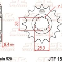 800Wx800H-1077291003-1 JT SPROCKETS Staal standaard voortandwiel 1592 - 520