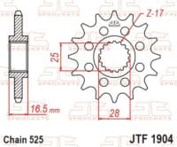 800Wx800H-1077300001-1 JT SPROCKETS Staal standaard voortandwiel 1904 - 525
