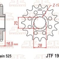 800Wx800H-1077300001-1 JT SPROCKETS Staal standaard voortandwiel 1904 - 525