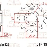 800Wx800H-1077302003-1 JT SPROCKETS Staal standaard voortandwiel 1906 - 420