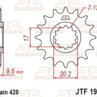 800Wx800H-1077303002-1 JT SPROCKETS Staal standaard voortandwiel 1907 - 428