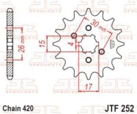 800Wx800H-1077308003-1 JT SPROCKETS Staal standaard voortandwiel 252 - 420