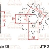 800Wx800H-1077310004-1 JT SPROCKETS Staal standaard voortandwiel 259 - 428