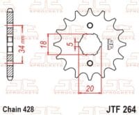 800Wx800H-1077311003-1 JT SPROCKETS Staal standaard voortandwiel 264 - 428