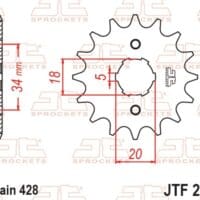 800Wx800H-1077311003-1 JT SPROCKETS Staal standaard voortandwiel 264 - 428