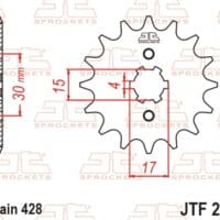 800Wx800H-1077316001-1 JT SPROCKETS Staal standaard voortandwiel 274 - 428