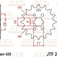 800Wx800H-1077320001-1 JT SPROCKETS Staal standaard voortandwiel 277 - 428