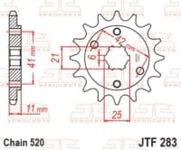 800Wx800H-1077323001-1 JT SPROCKETS Staal standaard voortandwiel 283 - 520
