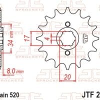 800Wx800H-1077327002-1 JT SPROCKETS Staal standaard voortandwiel 287 - 520