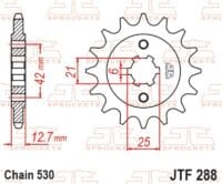 800Wx800H-1077329001-1 JT SPROCKETS Staal standaard voortandwiel 288 - 530