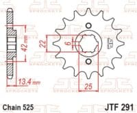 JT SPROCKETS Staal standaard voortandwiel 291 - 525