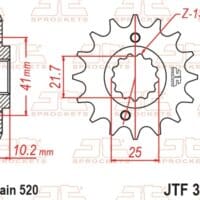 800Wx800H-1077341001-1 JT SPROCKETS Staal standaard voortandwiel 308 - 520