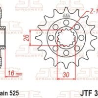800Wx800H-1077343001-1 JT SPROCKETS Staal standaard voortandwiel 313 - 525