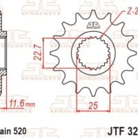 800Wx800H-1077345004-1 JT SPROCKETS Staal standaard voortandwiel 3221 - 520