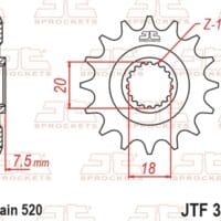 800Wx800H-1077347002-1 JT SPROCKETS Staal standaard voortandwiel 326 - 520
