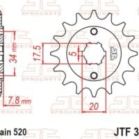 800Wx800H-1077348002-1 JT SPROCKETS Staal standaard voortandwiel 327 - 520